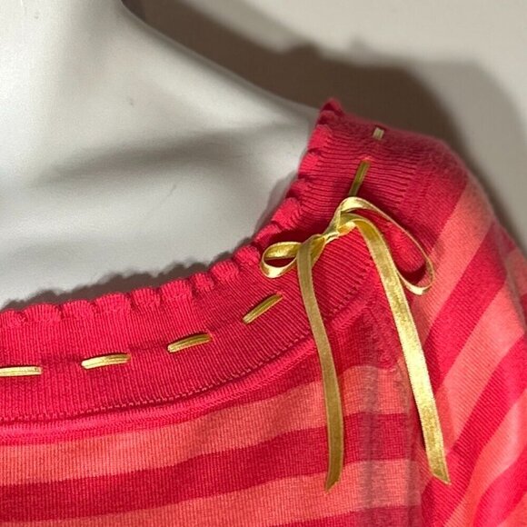Vintage 80's Stripe Sweater SZ XL Hot Pinks & Yellow Bright Soft Knit - Picture 3 of 7